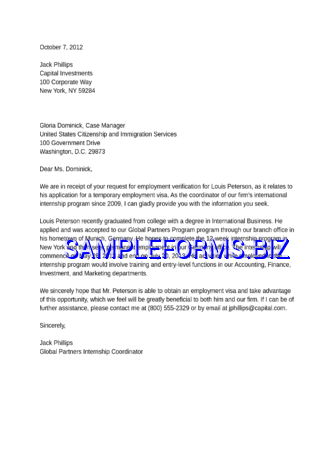 Sample Proof of Employment for Visa docx pdf free